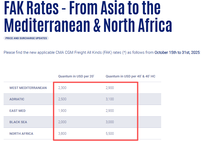 CMA FAK Rates CMA FAK Rates