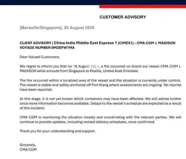 CUSTOMER ADVISORY CUSTOMER ADVISORY