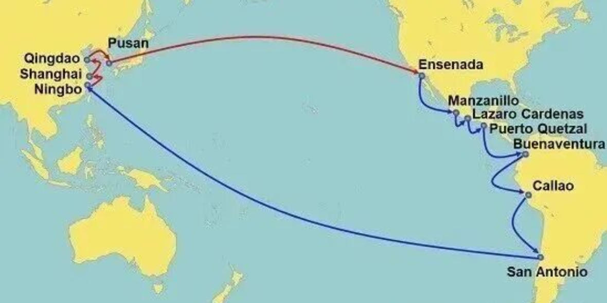 WSA6 Route Port Call Map
