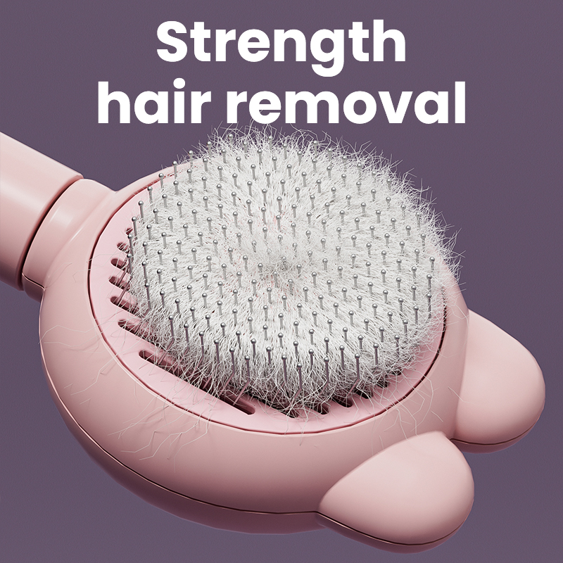 Pincel para mascotas con orejas de conejo - Pincel de aseo para gatos y perros con diseño de conejo adorable