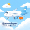 Avión de caricatura con bandera argentina, flete aéreo express China a Argentina