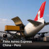 Avión de carga Boeing 747 siendo cargado, flete aéreo express China a Perú